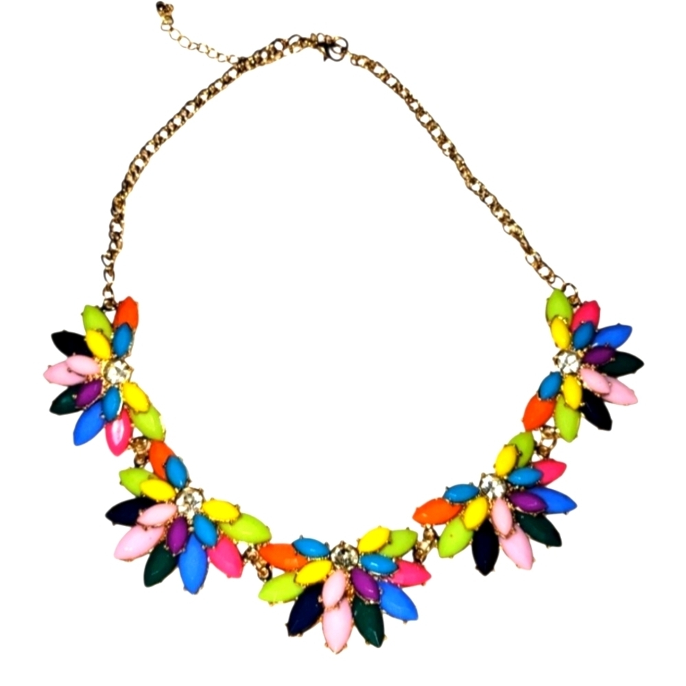 Multicolor‎ Resin Statement Necklace EUC.
